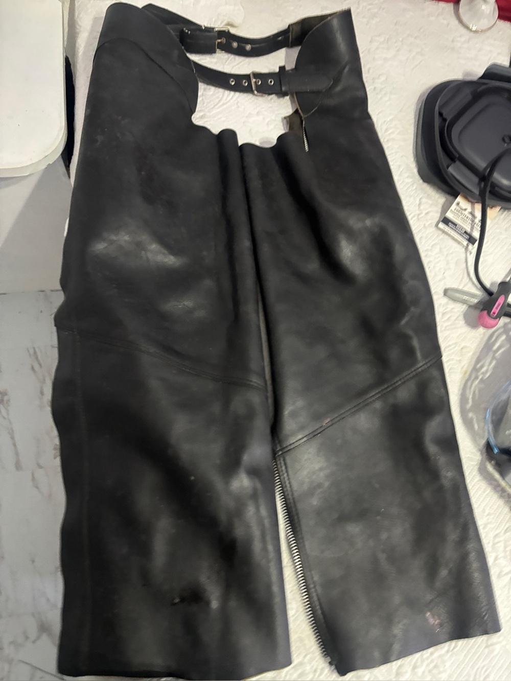 Black Leather Buckled Midi Skirt
